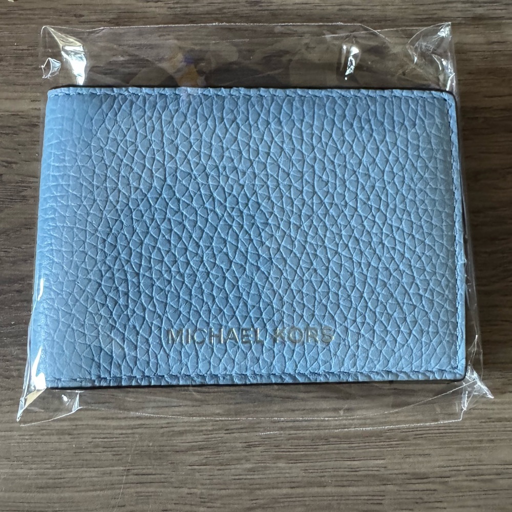 Michael Kors Pebbled Blue Card Holder